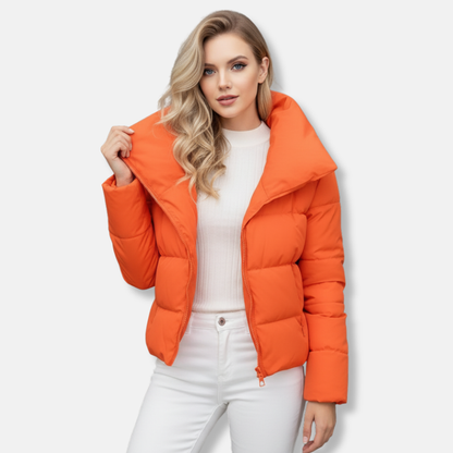 Dress Women Short Funnel Collar Zipper