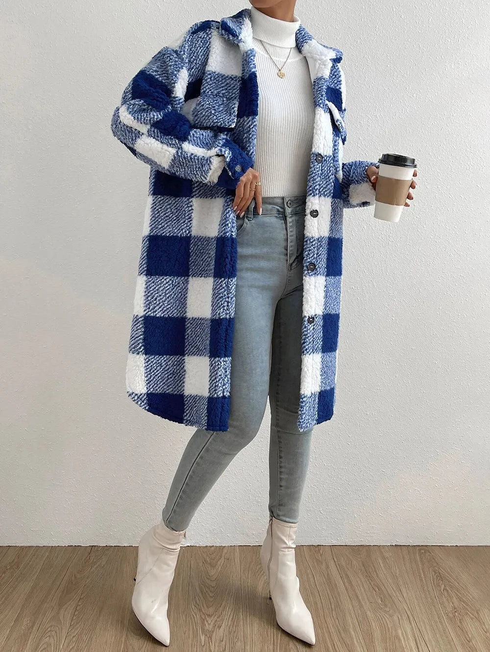 Women's Oversized Plaid Winter Coat