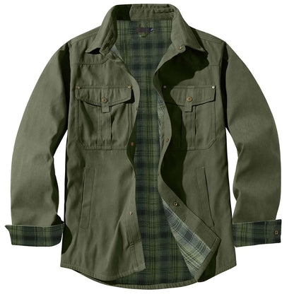 Men's Plus Size Flannel Plaid Hooded Jacket