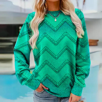 Colorful Knitted Sweater Olive Green Retro