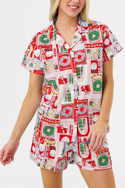 Women's Christmas T-Shirt Short Sleeve Cute Motif Set