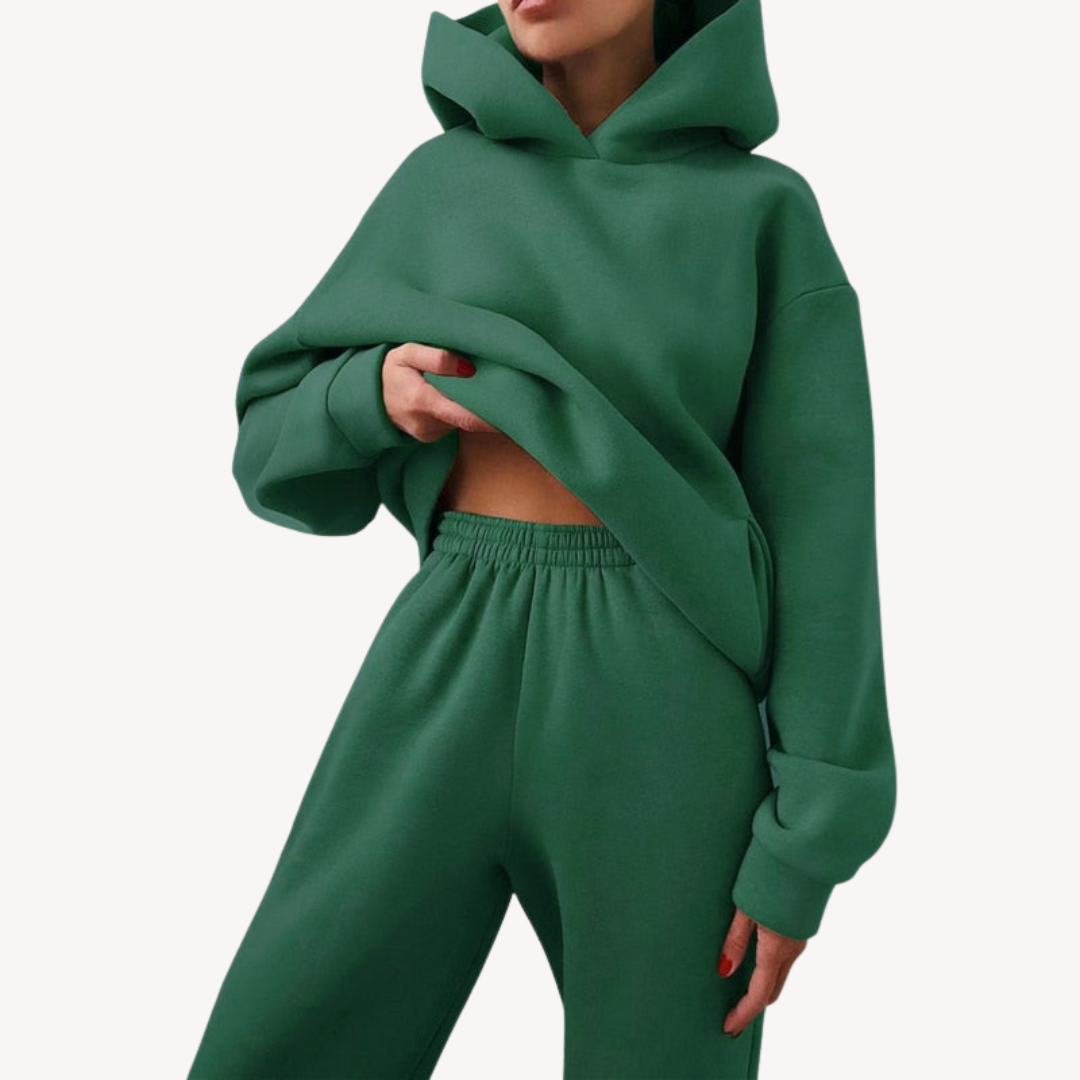 Women's Black Hoodie Tracksuit Sporty