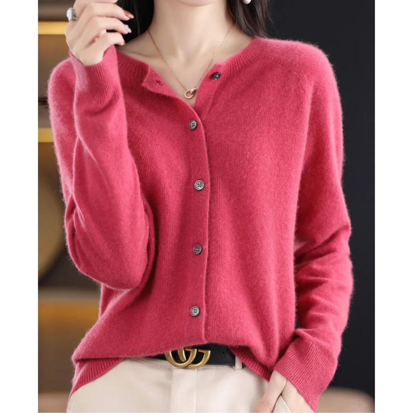 Damen Strickjacke Elegante Klassik Design - IdealeKleiden