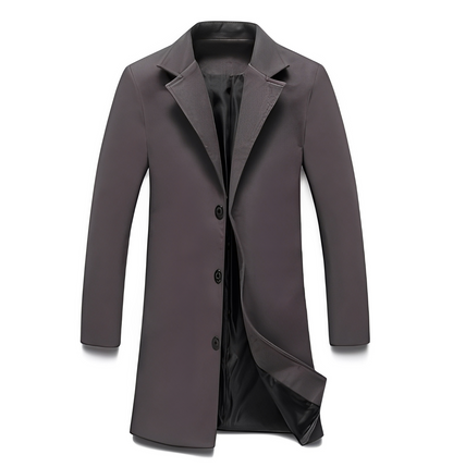 Elegant Men's Formal Black Wool Coat