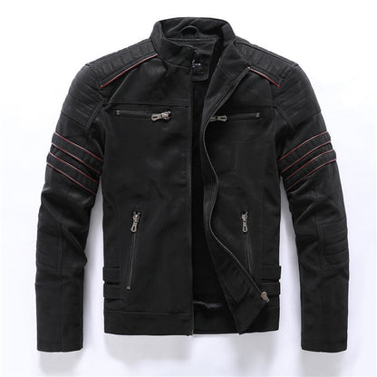 Men's Leather Biker Jacket Red