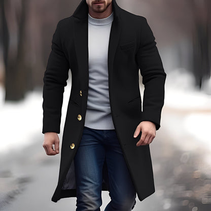 Men's Elegant Mid-Length Wool Coat