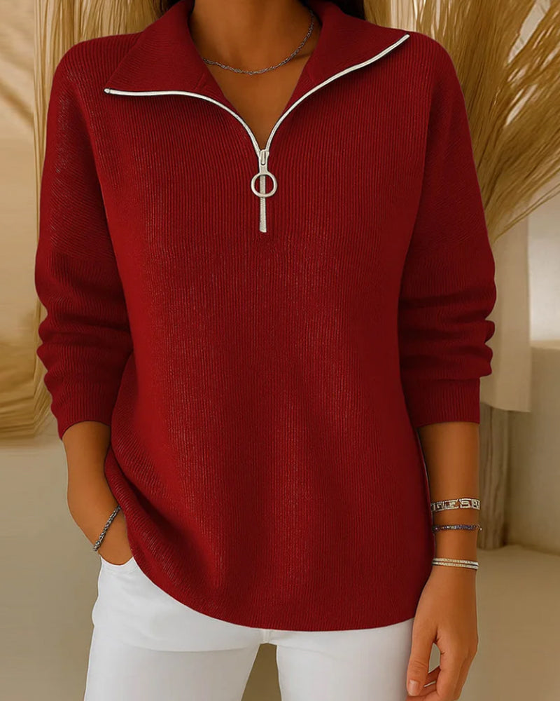 Women's Scarf with Half Zipper becomes: Women's V-Neck Sweater