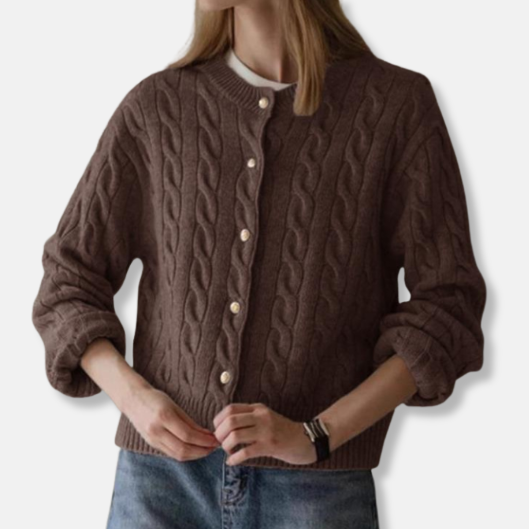 Wool Cardigan Short Round Neck Pullover