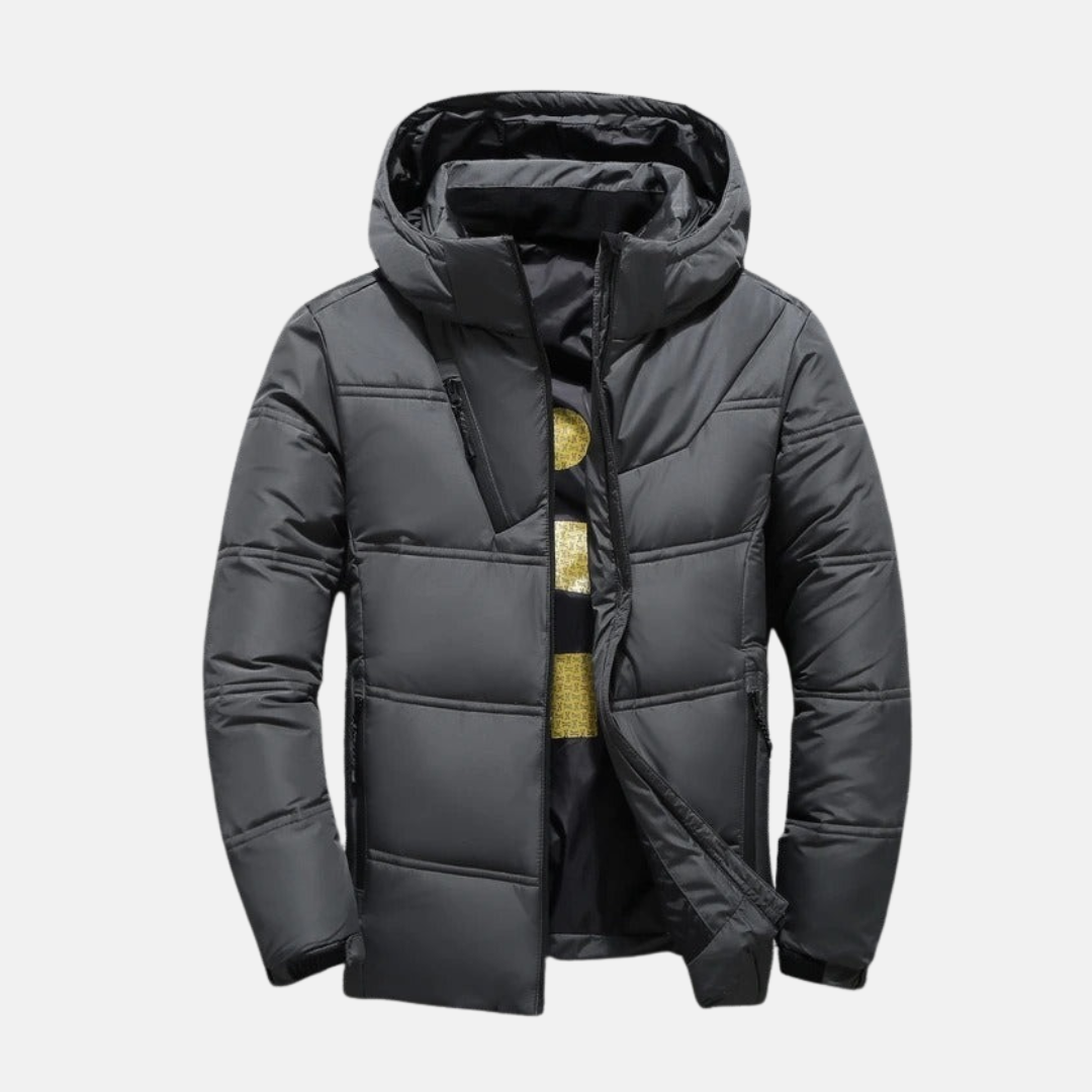 Practical quilted jacket Hood Hip-length