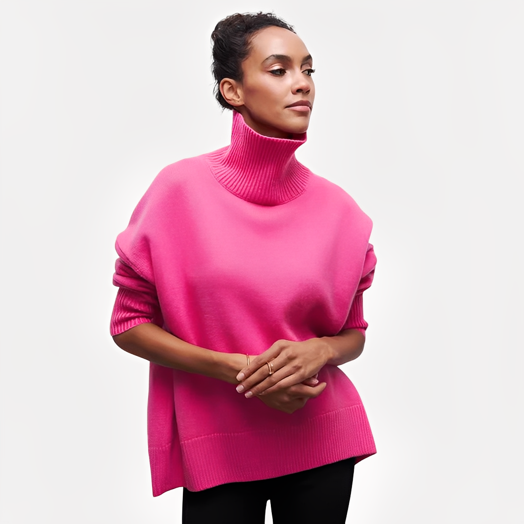 Damen Pullover Lässig Höher Kragen