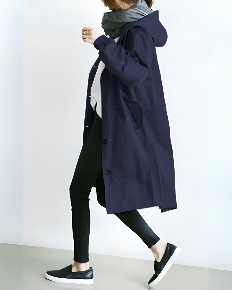 Elegant Women's Hooded Trench Coat