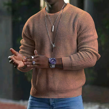 Men's Long-Sleeved Round Neck Jumper with Large Design