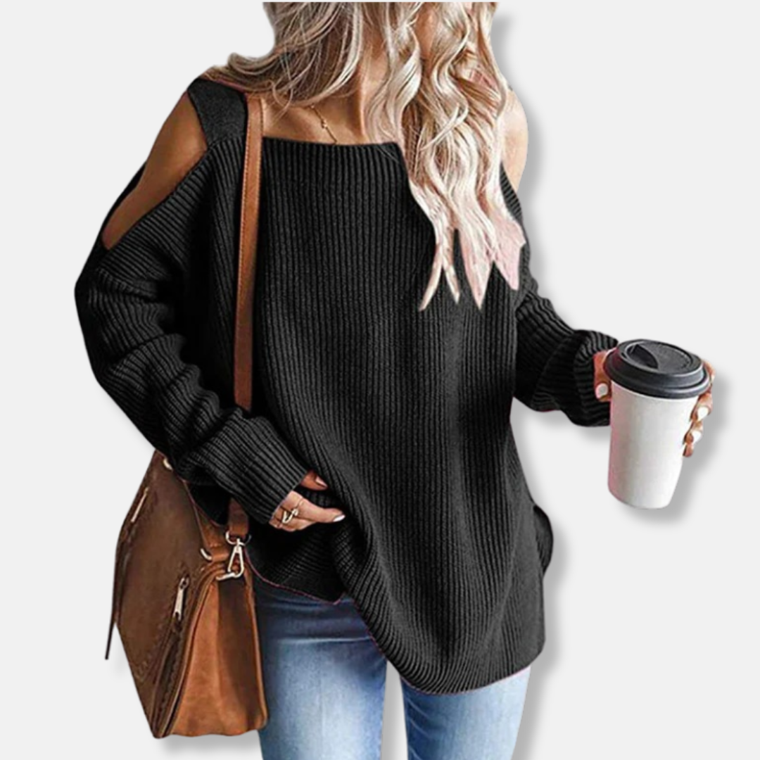 Cozy Sweatshirt Open Shoulder Loose Fit