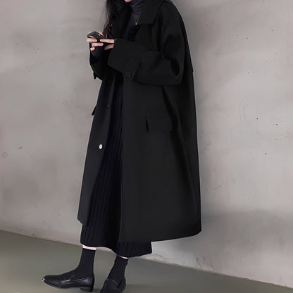 Elegant Women's Wool Coat Classic Lace-Up