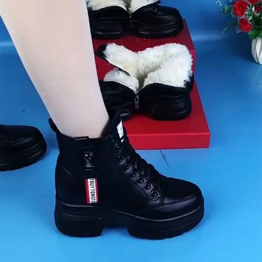 Damen Stiefel Leder Hochzeit Fellfutter Luxus - IdealeKleiden