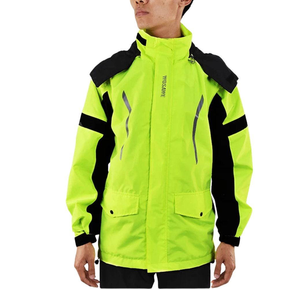 Men's Waterproof Motorcycle Rain Jacket Reflective Black