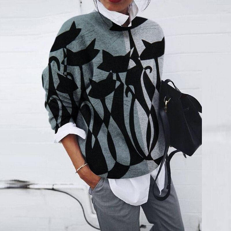 Comfortable Graphic Print Crew-Neck Sweatshirt