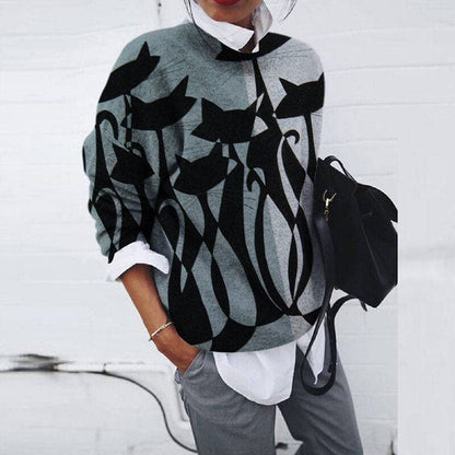 Comfortable Graphic Print Crew-Neck Sweatshirt