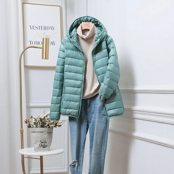 Lightweight Puffer Jacket Women's Hooded Zip-Up Sports Jacket