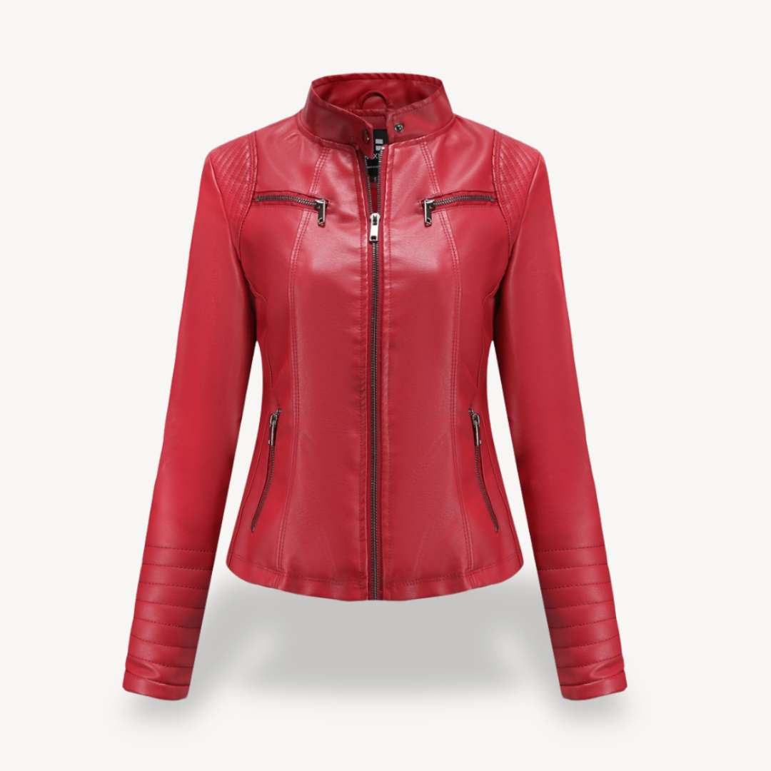 Elegant Women's Leather Biker Jacket