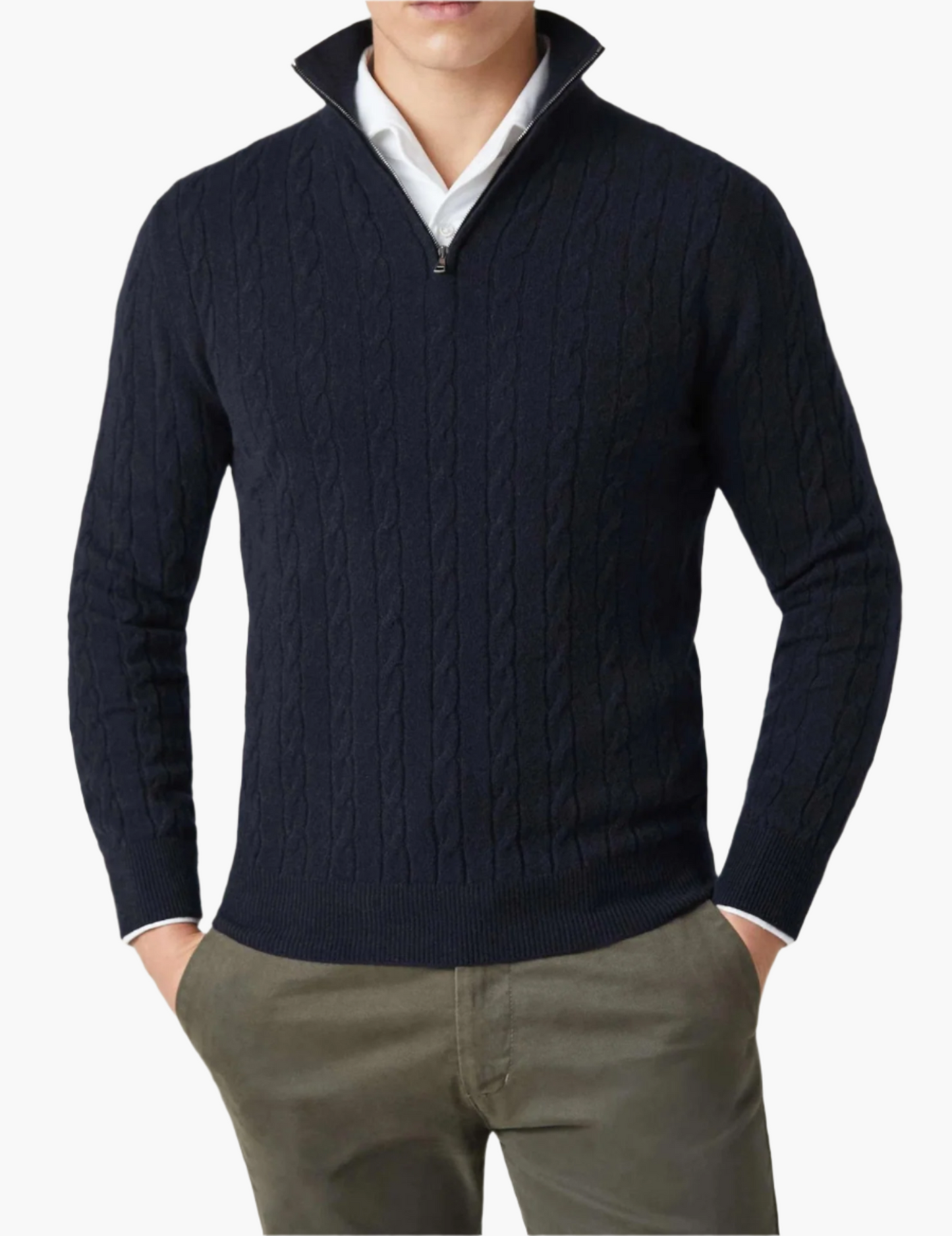 Stylish Cable Knit Jumper Zipper