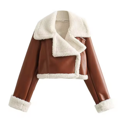 Stylish Women's Short Leather Jacket