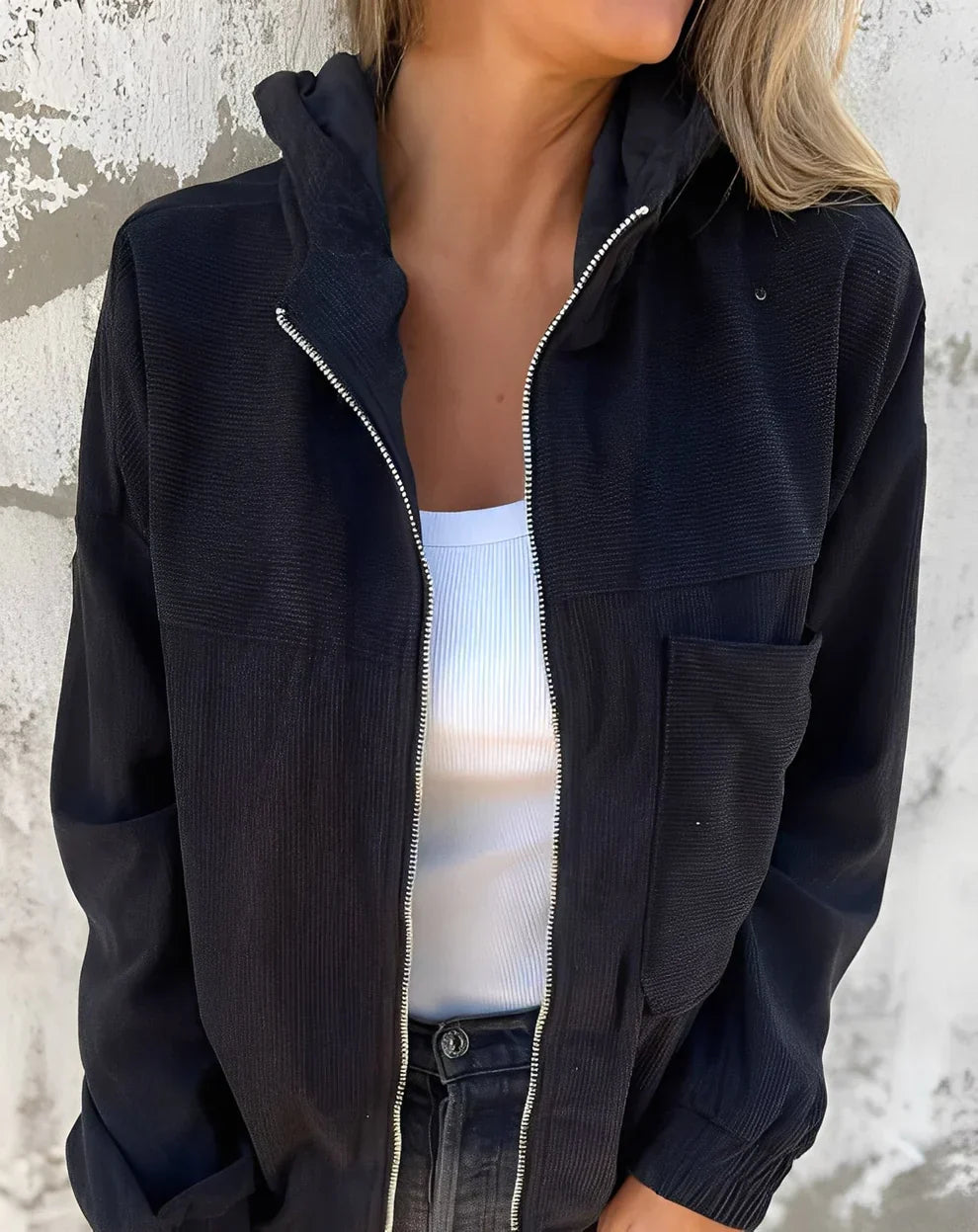 Women's Corduroy Hooded Jacket Modern