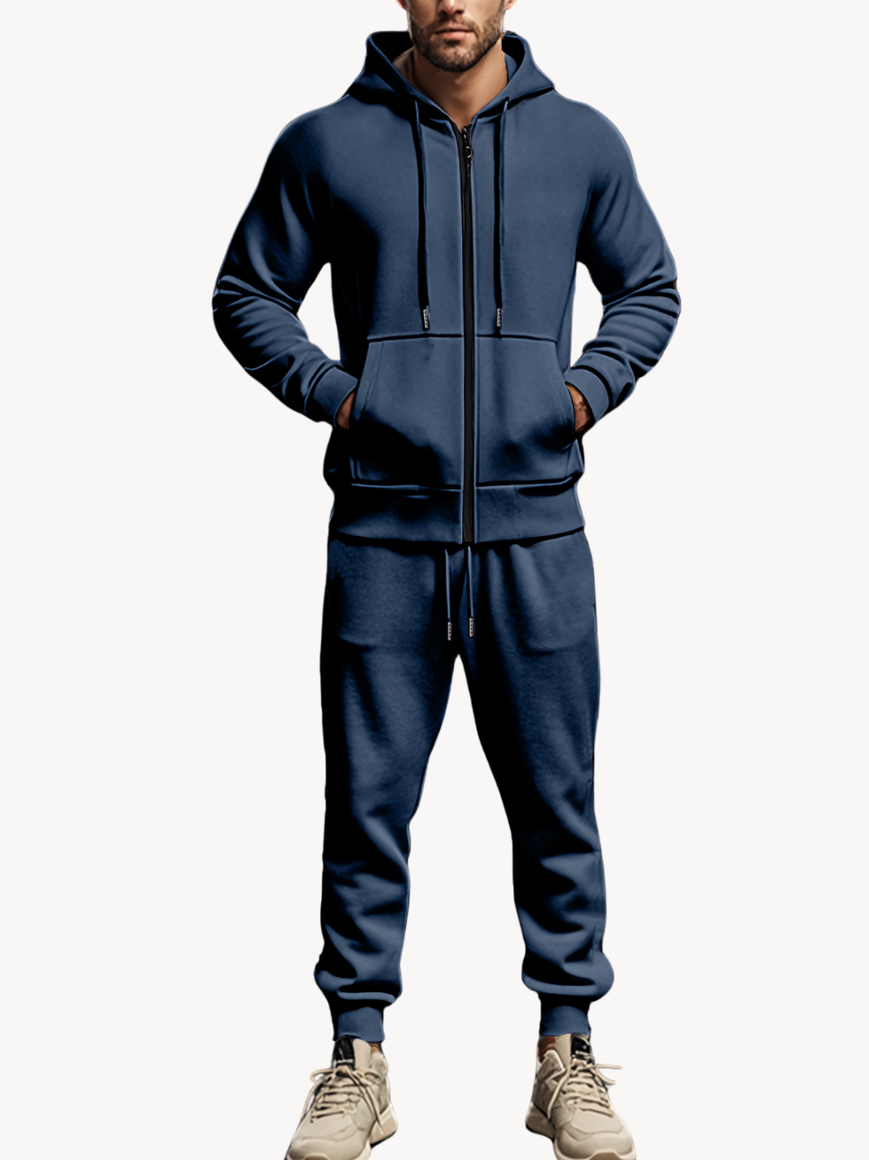 Herren Sportset Marineblau Hoodie Jogger - IdealeKleiden