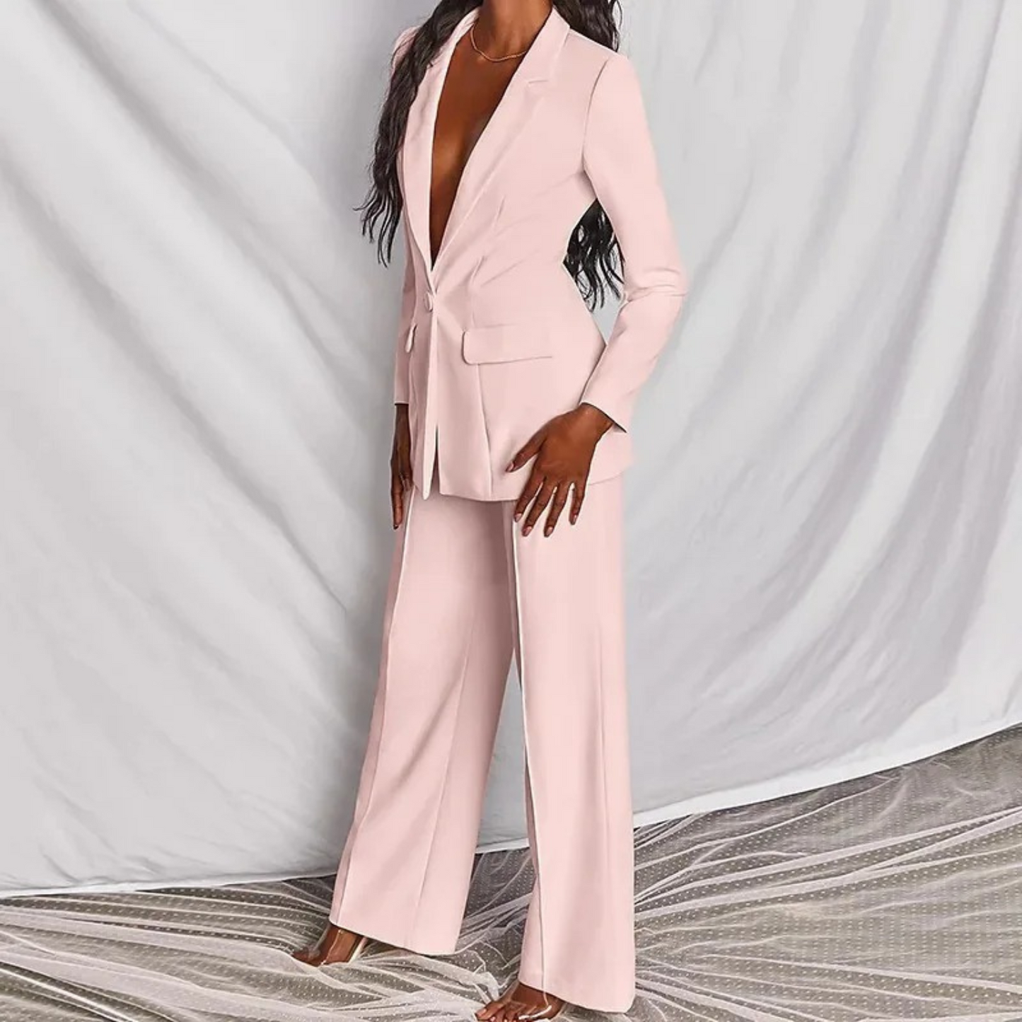 Elegant Women's Blazer Set Long Sleeve