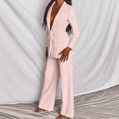 Elegant Women's Blazer Set Long Sleeve