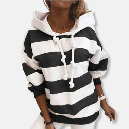 Comfortable Hoodie Relaxed Fit Stripe Design