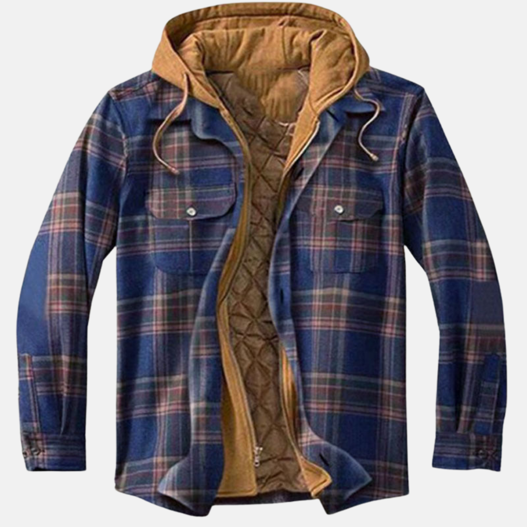 Men's Quilted Jacket Plaid Warm Comfortable