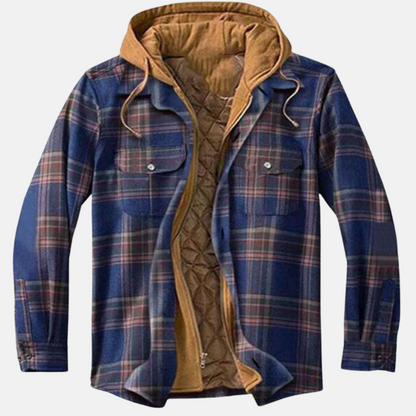 Men's Quilted Jacket Plaid Warm Comfortable