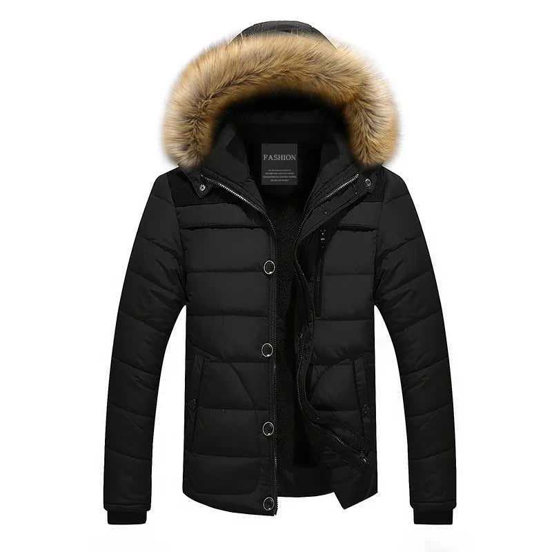 Men's Warm Down Parka with Faux Fur Collar