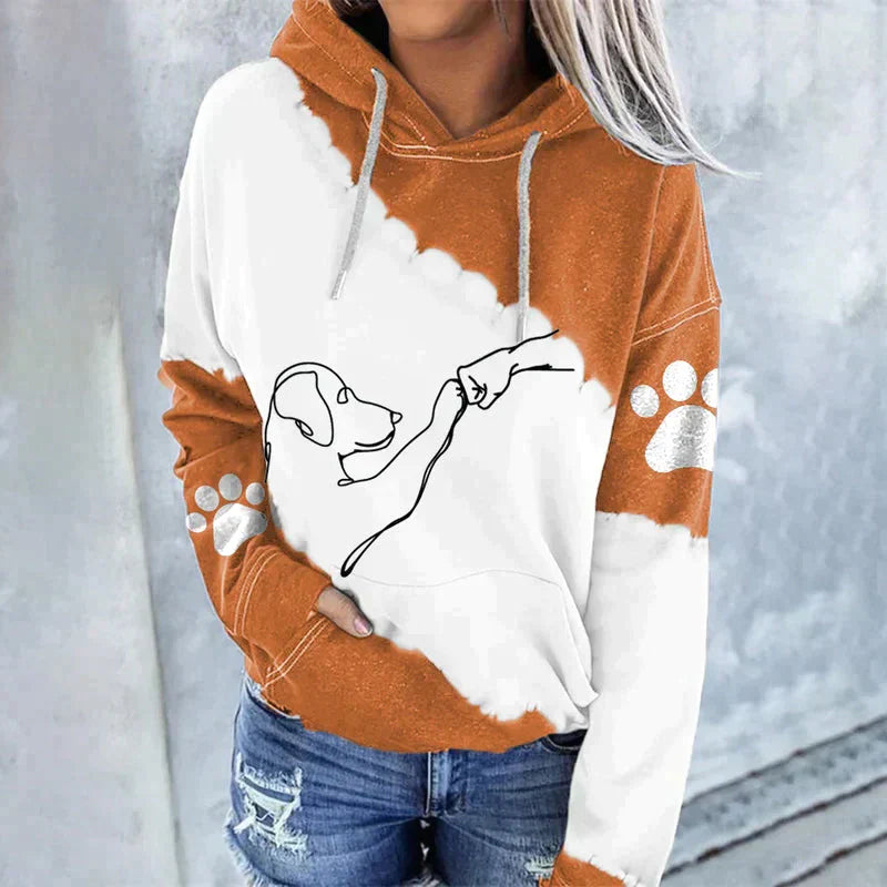 Stylish Hoodie Dog Motif Loose Fit