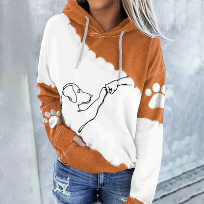 Stylish Hoodie Dog Motif Loose Fit