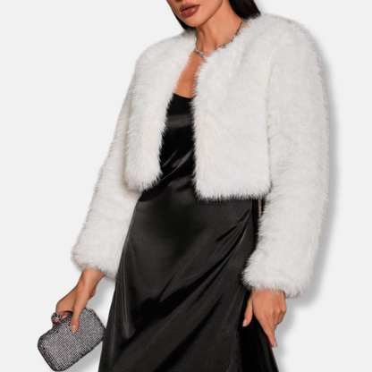 Faux Fur Short Coat Open Front