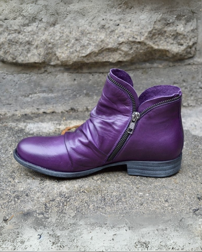 Stylish Leather Boots with Zipper