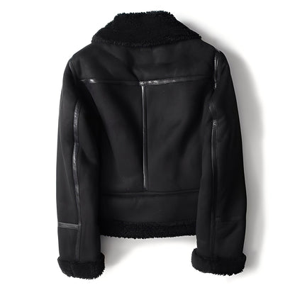 Lederjacke Damen | Warme Schaffell-Bikerjacke Frauen - IdealeKleiden