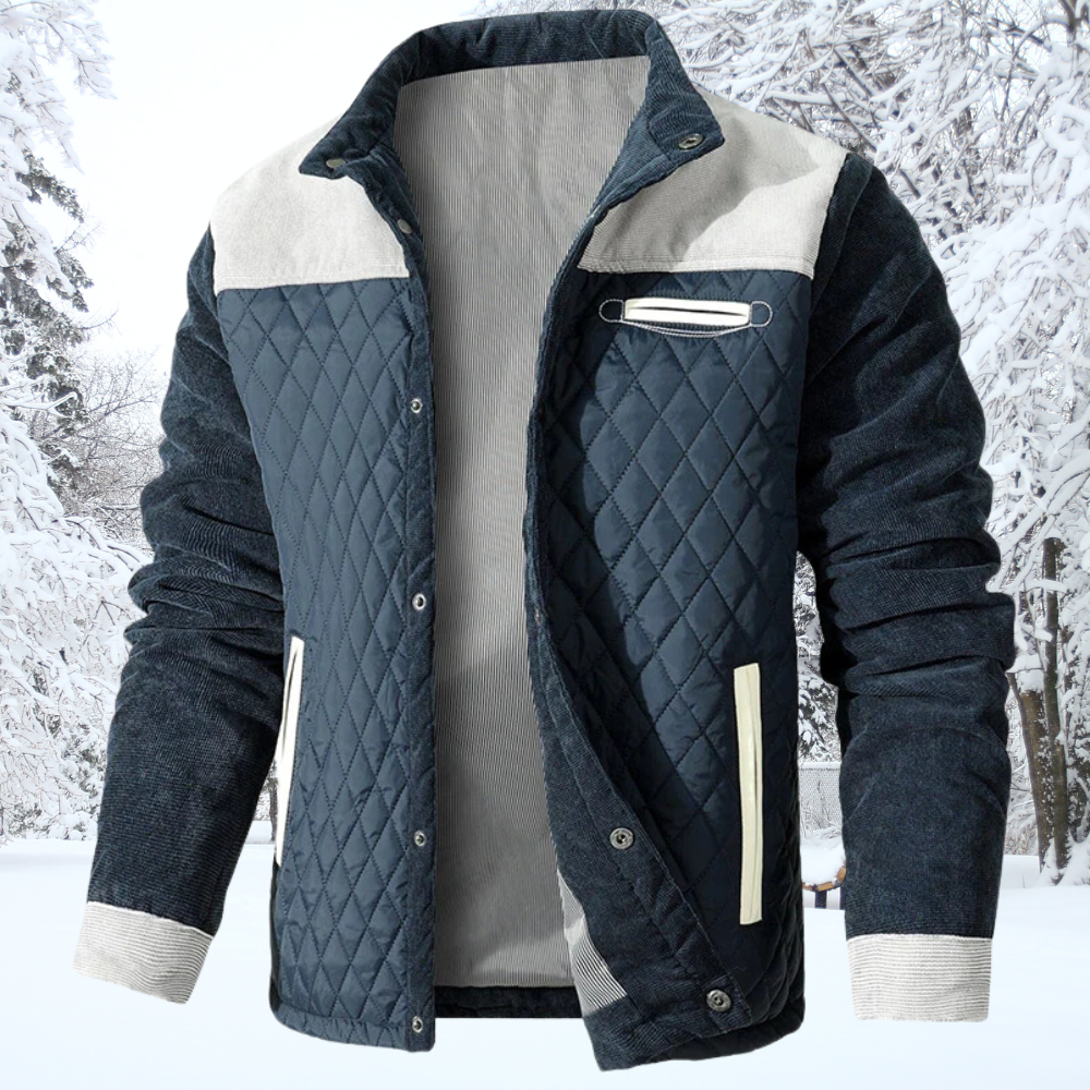 Padded Winter Jacket Classic Button Closure Contrast Sleeves