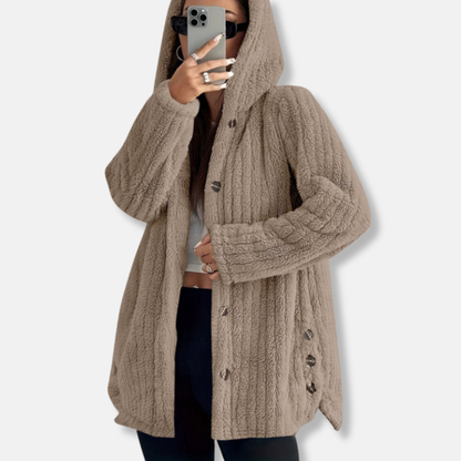 Oversized Soft Mid-Length Coat with Hood