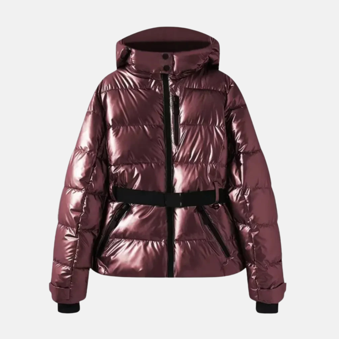 Winter Quilted Jacket Adjustable Belt With Hood