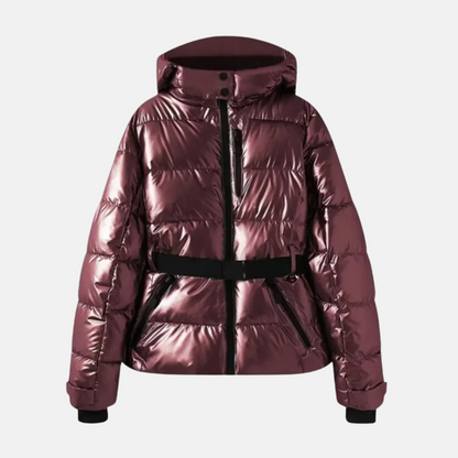 Winter Quilted Jacket Adjustable Belt With Hood