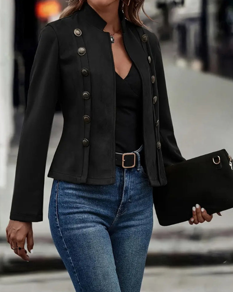 Women's Double Breasted Blazer Elegant Black