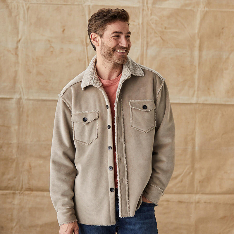 Men's Corduroy Jacket Modern Button-Down Style