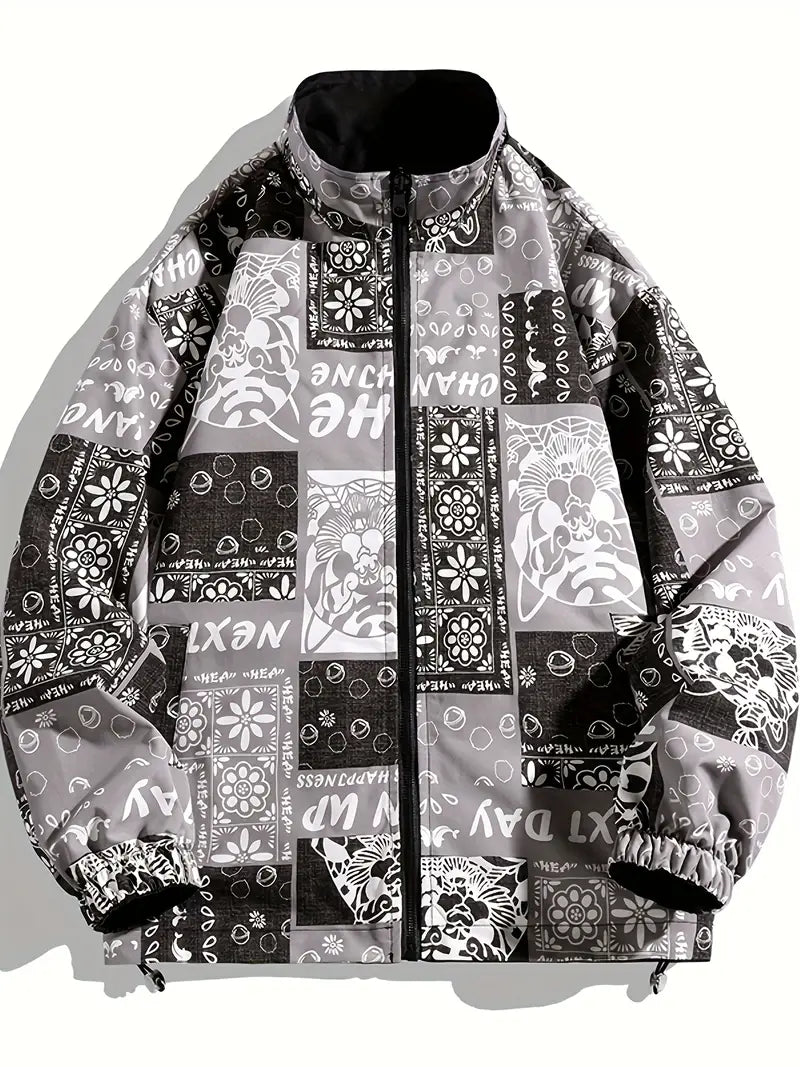 Men's Reversible Jacket Modern Graphic Design