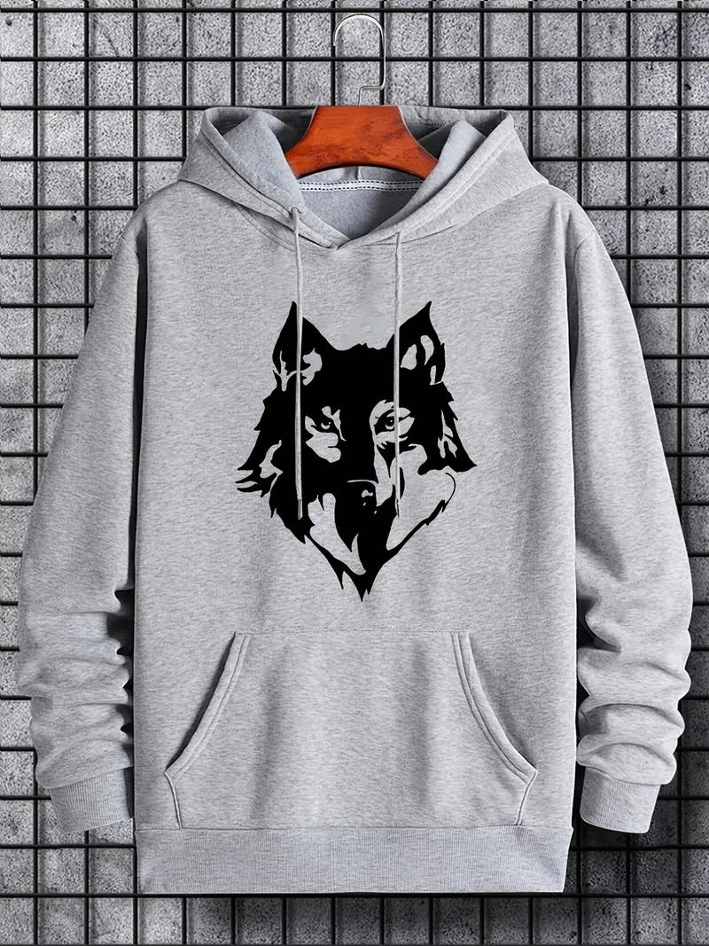 Men's Hoodie Wolf Pattern Trendy