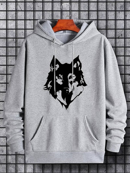 Men's Hoodie Wolf Pattern Trendy