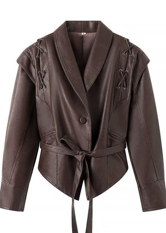 Leather Wrap Jacket Belt Elegant Black