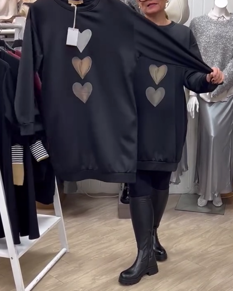 Kleid mit Herz-Muster Lässig Elegant - IdealeKleiden